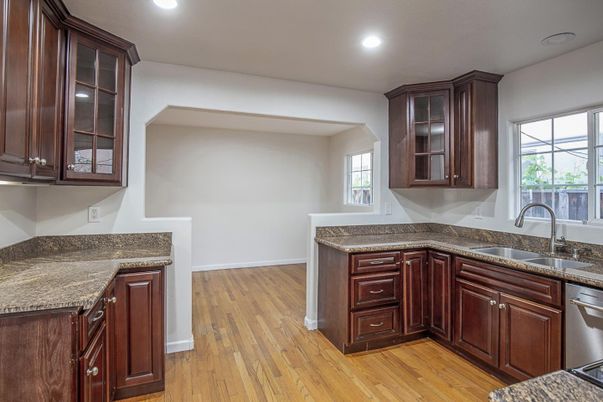 Interior, Kitchen, Recessed Lighting, Wood Texture Flooring
