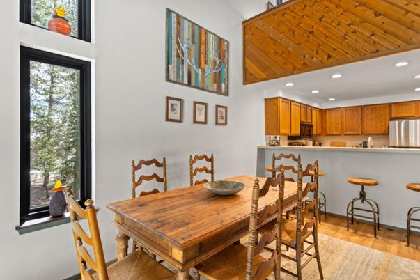 Dining room, Interior, Kitchen, Recessed Lighting, Wooden Ceilings, Wood Texture Flooring