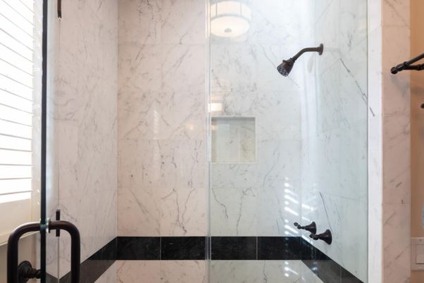 Bathroom, Glass Shower, Interior, Marble Walls
