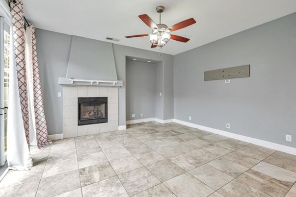 Empty room, Fireplace, Interior, Recessed Lighting