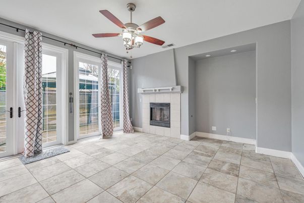 Empty room, Fireplace, Interior, Recessed Lighting