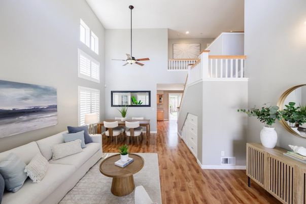 Dining room, Interior, Living room, Recessed Lighting, Wood Texture Flooring