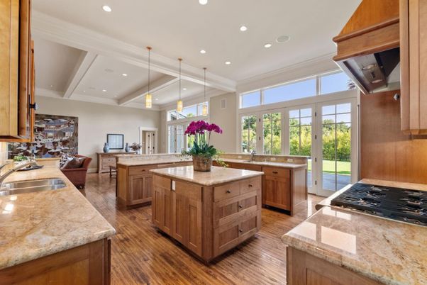 Interior, Kitchen, Pendant Lights, Recessed Lighting, Wood Texture Flooring