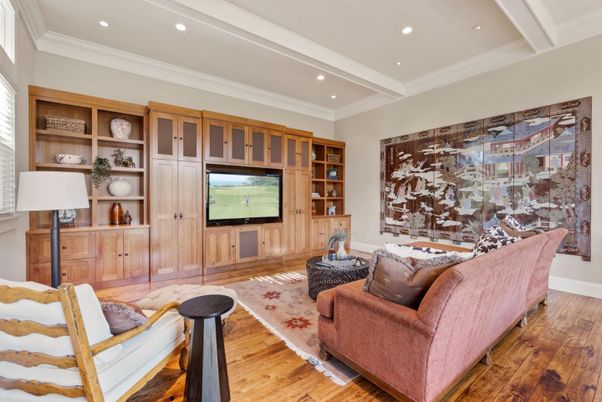Interior, Living room, Recessed Lighting, Wood Texture Flooring