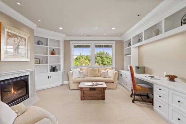 Fireplace, Home Office, Interior, Living room, Recessed Lighting