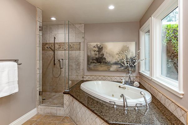 Bathroom, Glass Shower, Interior, Recessed Lighting