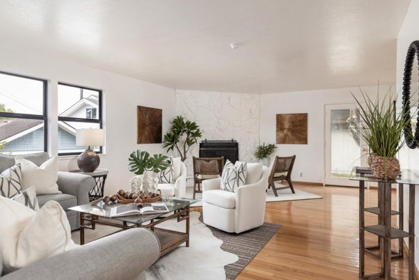 Fireplace, Interior, Living room, Marble Walls, Wood Texture Flooring