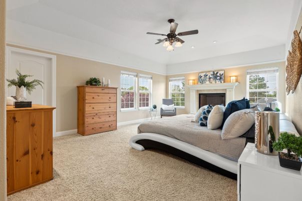 Bedroom, Fireplace, Interior, Recessed Lighting