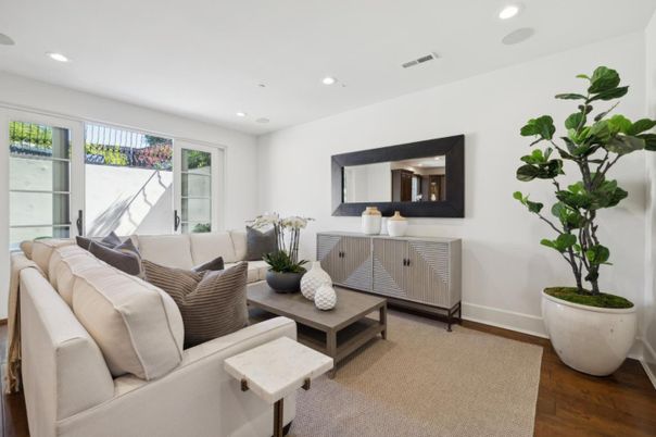 Interior, Living room, Recessed Lighting, Wood Texture Flooring