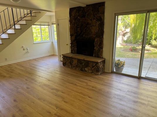 Empty room, Fireplace, Interior, Wood Texture Flooring