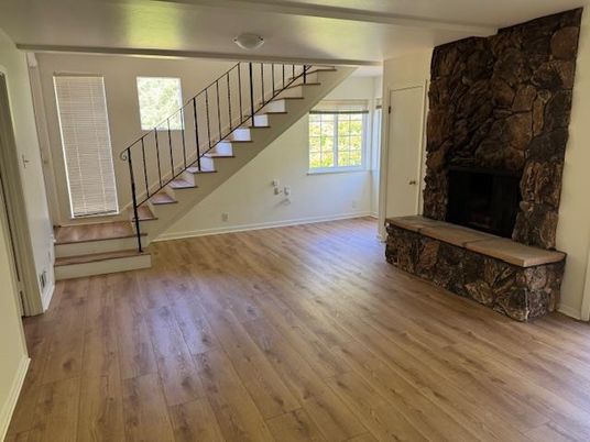 Empty room, Fireplace, Interior, Wood Texture Flooring