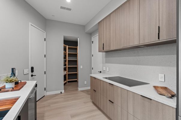 Interior, Kitchen, Recessed Lighting, Wood Texture Flooring