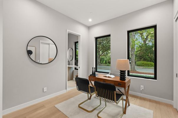 Home Office, Interior, Recessed Lighting, Wood Texture Flooring