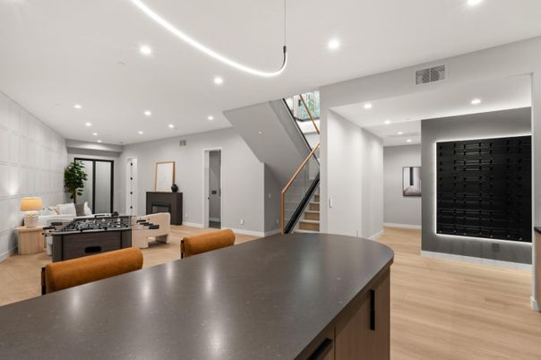 Interior, Kitchen, Recessed Lighting, Wood Texture Flooring