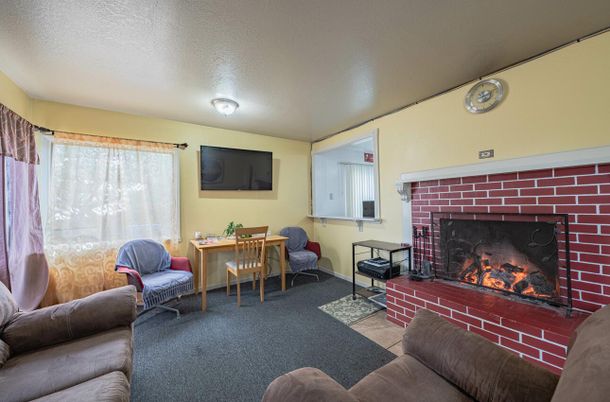 Dining room, Fireplace, Interior, Living room