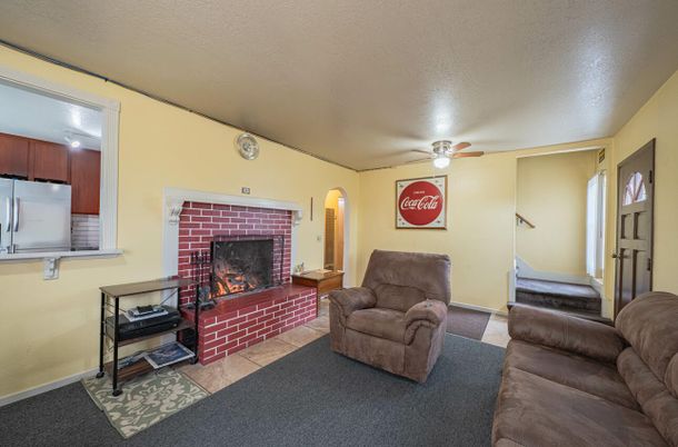 Fireplace, Interior, Kitchen, Living room