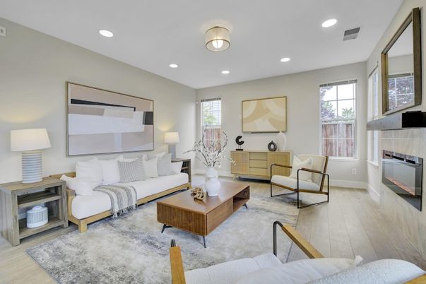 Interior, Living room, Recessed Lighting, Wood Texture Flooring