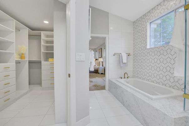Bathroom, Interior, Marble, Recessed Lighting, Walk-in Closets