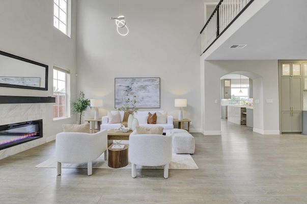 Fireplace, Interior, Living room, Pendant Lights, Wood Texture Flooring