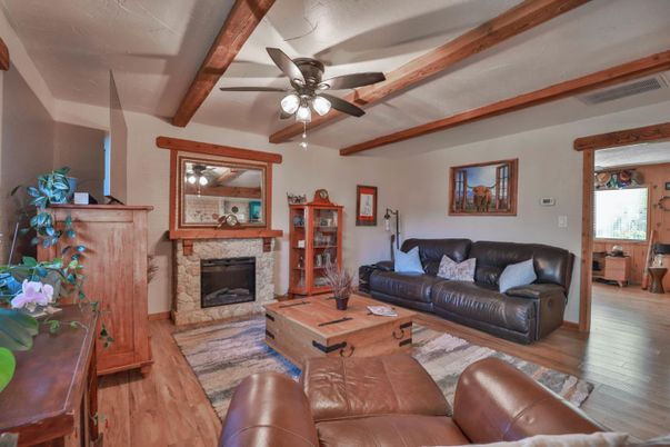 Fireplace, Interior, Living room, Wooden Beams, Wood Texture Flooring
