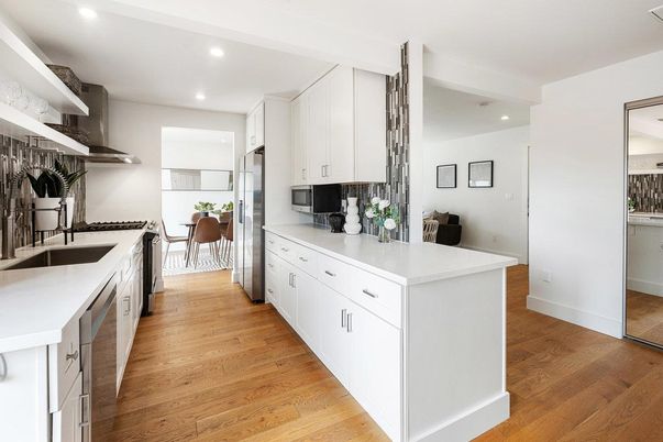 Interior, Kitchen, Recessed Lighting, Wood Texture Flooring