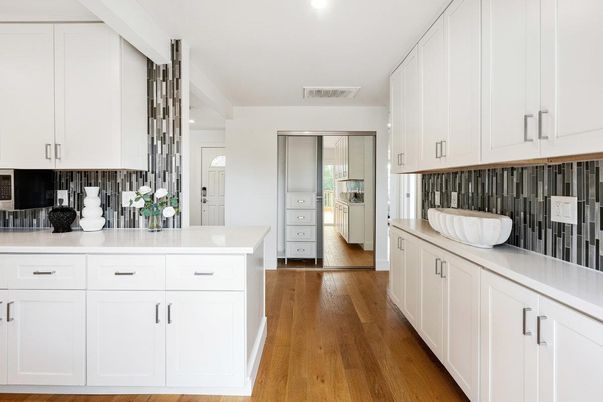 Interior, Kitchen, Recessed Lighting, Wood Texture Flooring