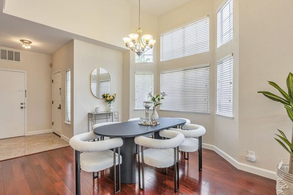 Chandelier, Dining room, Interior, Wood Texture Flooring