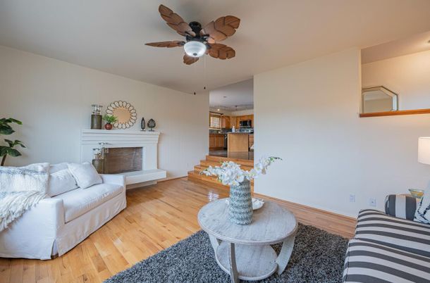 Fireplace, Interior, Kitchen, Wood Texture Flooring
