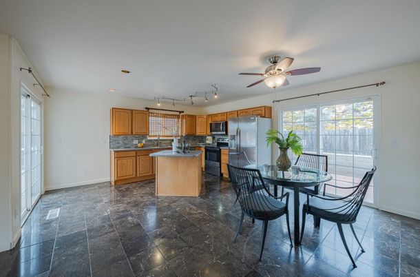Dining room, Interior, Kitchen, Recessed Lighting, Stainless Steel Appliances