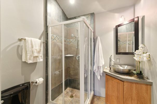 Bathroom, Glass Shower, Interior, Recessed Lighting