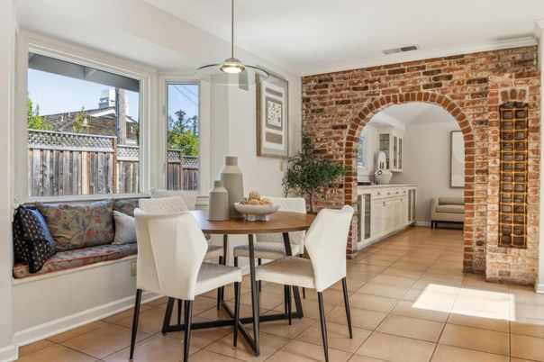 Dining room, Interior, Pendant Lights, Stone Walls