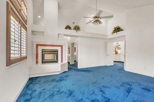 Empty room, Fireplace, Interior, Recessed Lighting