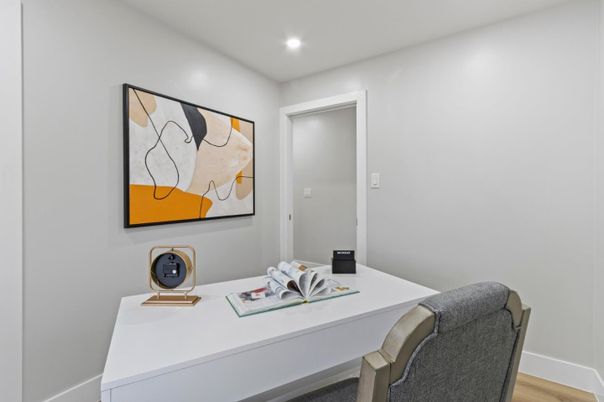 Home Office, Interior, Recessed Lighting, Wood Texture Flooring