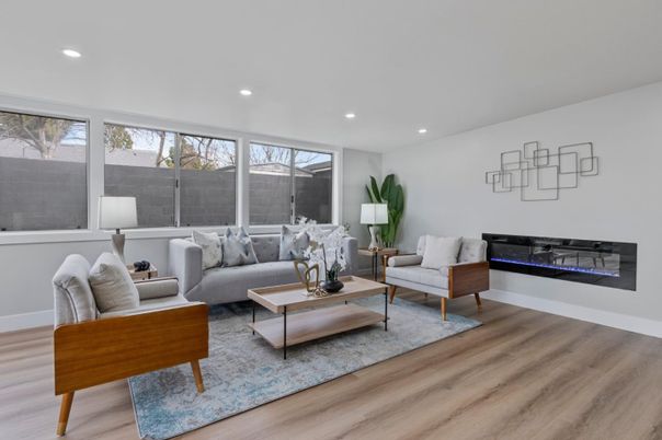 Interior, Living room, Recessed Lighting, Wood Texture Flooring