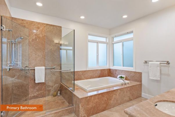Bathroom, Glass Shower, Interior, Recessed Lighting