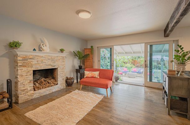 Fireplace, Interior, Wood Texture Flooring