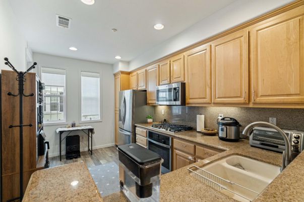 Interior, Kitchen, Recessed Lighting, Wood Texture Flooring