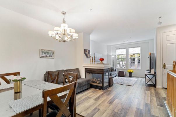 Chandelier, Dining room, Fireplace, Interior, Living room, Wood Texture Flooring