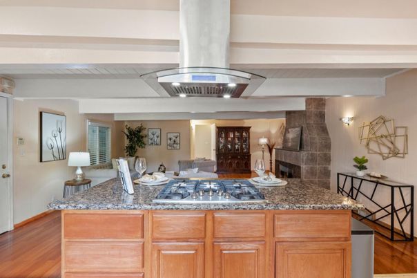 Dining room, Fireplace, Interior, Wood Texture Flooring