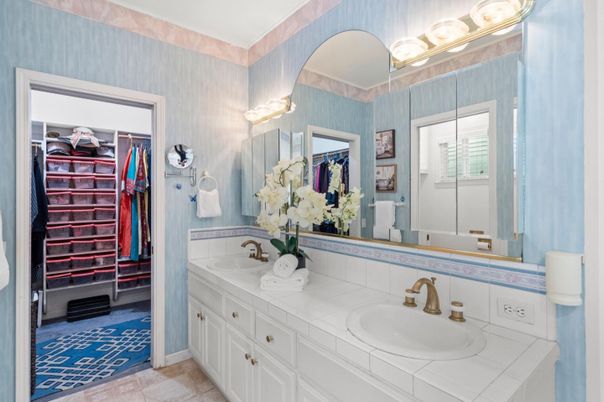 Bathroom, Dual Sink Vanities, Interior, Tile Countertops, Walk-in Closets