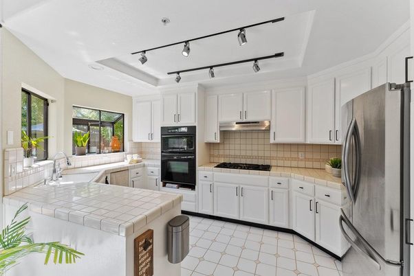 Interior, Kitchen, Stainless Steel Appliances, Tile Countertops