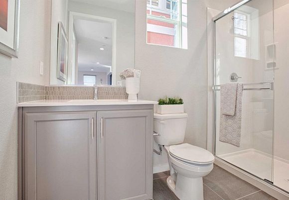Bathroom, Glass Shower, Interior, Recessed Lighting