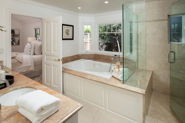 Bathroom, Bedroom, Glass Shower, Interior, Recessed Lighting