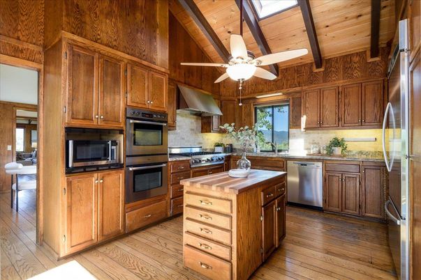 Interior, Kitchen, Stainless Steel Appliances, Wooden Beams, Wooden Ceilings, Wood Texture Flooring