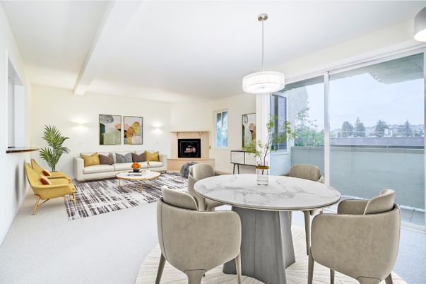 Dining room, Fireplace, Interior, Living room, Pendant Lights, Water