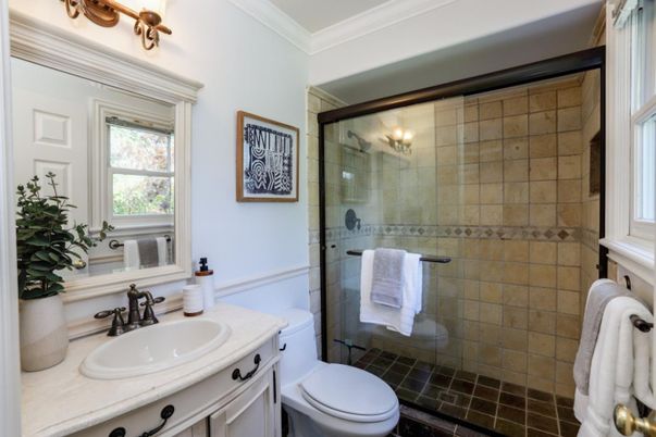 Bathroom, Bedroom, Home Office, Interior, Recessed Lighting, Wood Texture Flooring