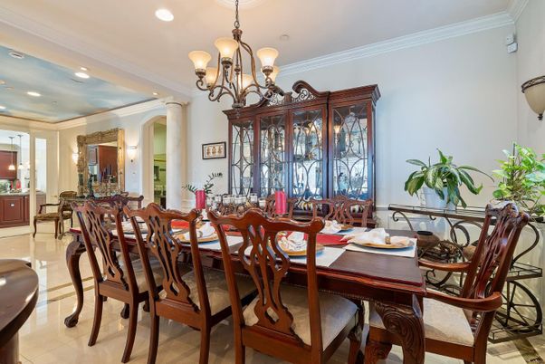 Chandelier, Dining room, Interior, Recessed Lighting