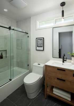 Bathroom, Glass Shower, Interior, Recessed Lighting