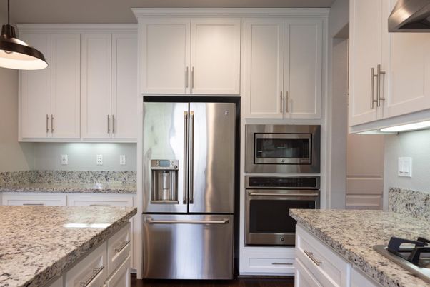 Interior, Kitchen, Pendant Lights, Stainless Steel Appliances, Wood Texture Flooring