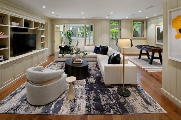 Game Room, Interior, Living room, Recessed Lighting, Wood Texture Flooring